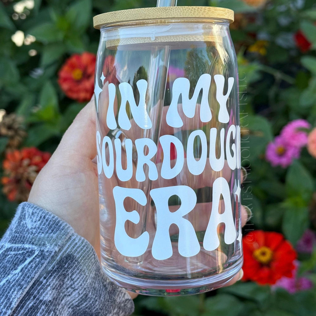 In My Sourdough Era Glass Can Cup with Bamboo Lid & Straw