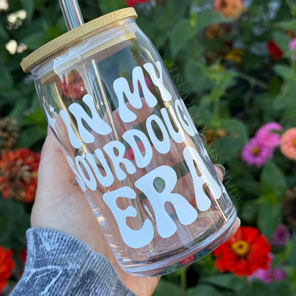In My Sourdough Era Glass Can Cup with Bamboo Lid & Straw