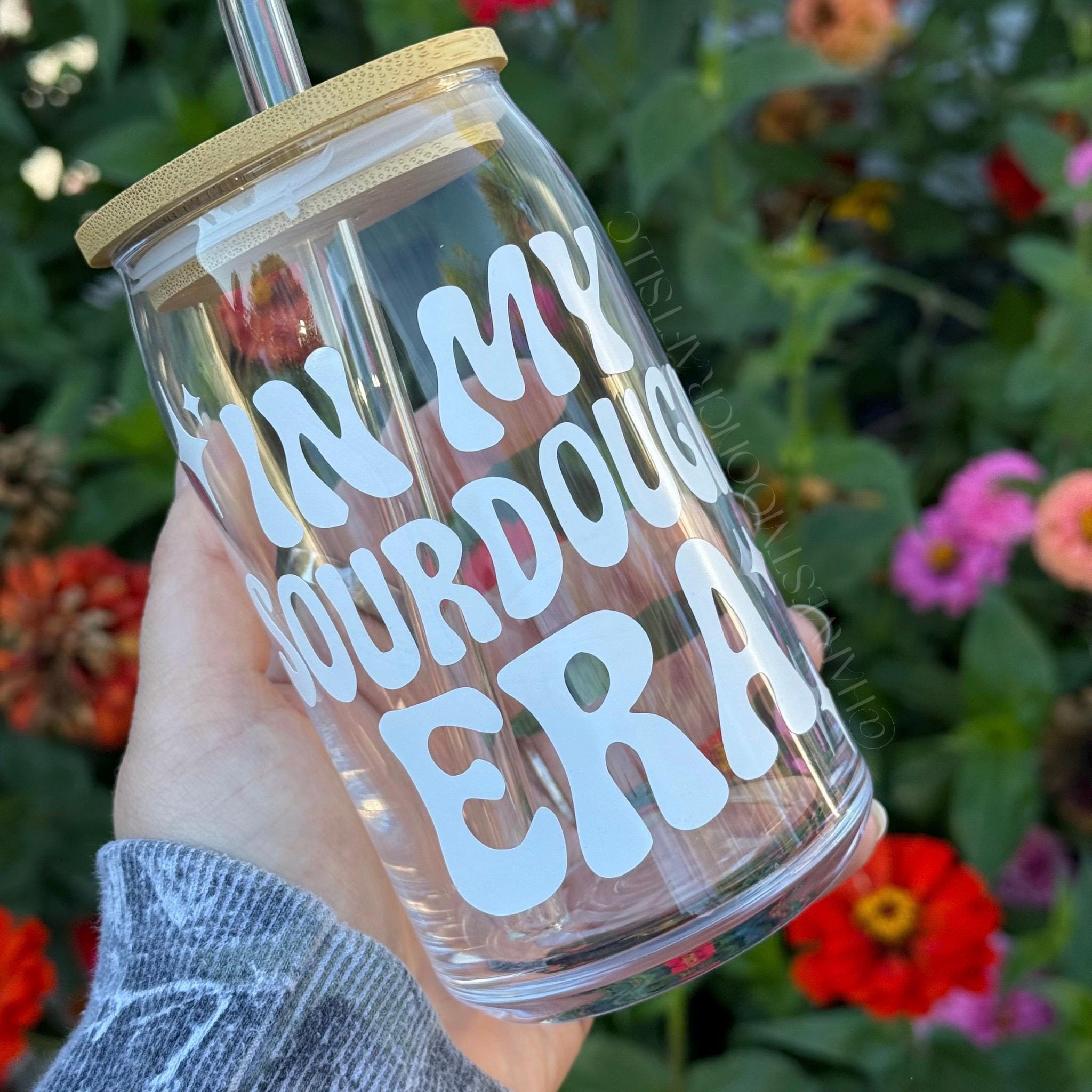In My Sourdough Era Glass Can Cup with Bamboo Lid & Straw
